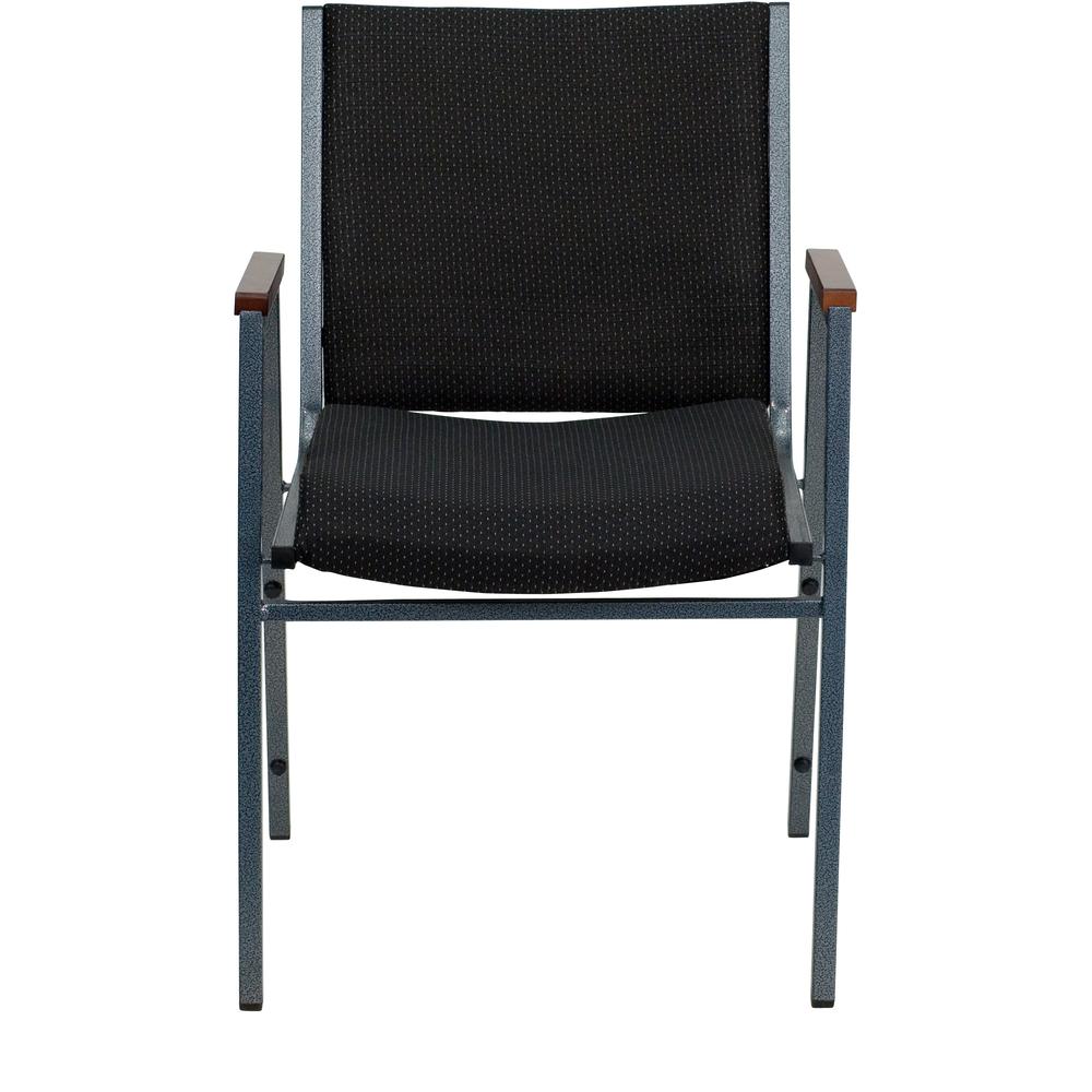 Heavy Duty Black Dot Fabric Stack Chair with Arms. Picture 4