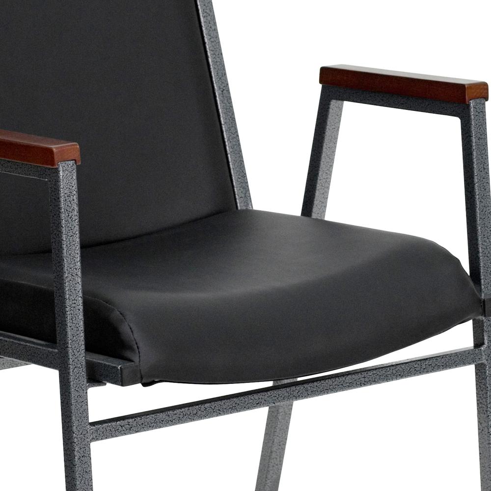 Heavy Duty Black Vinyl Stack Chair with Arms. Picture 6