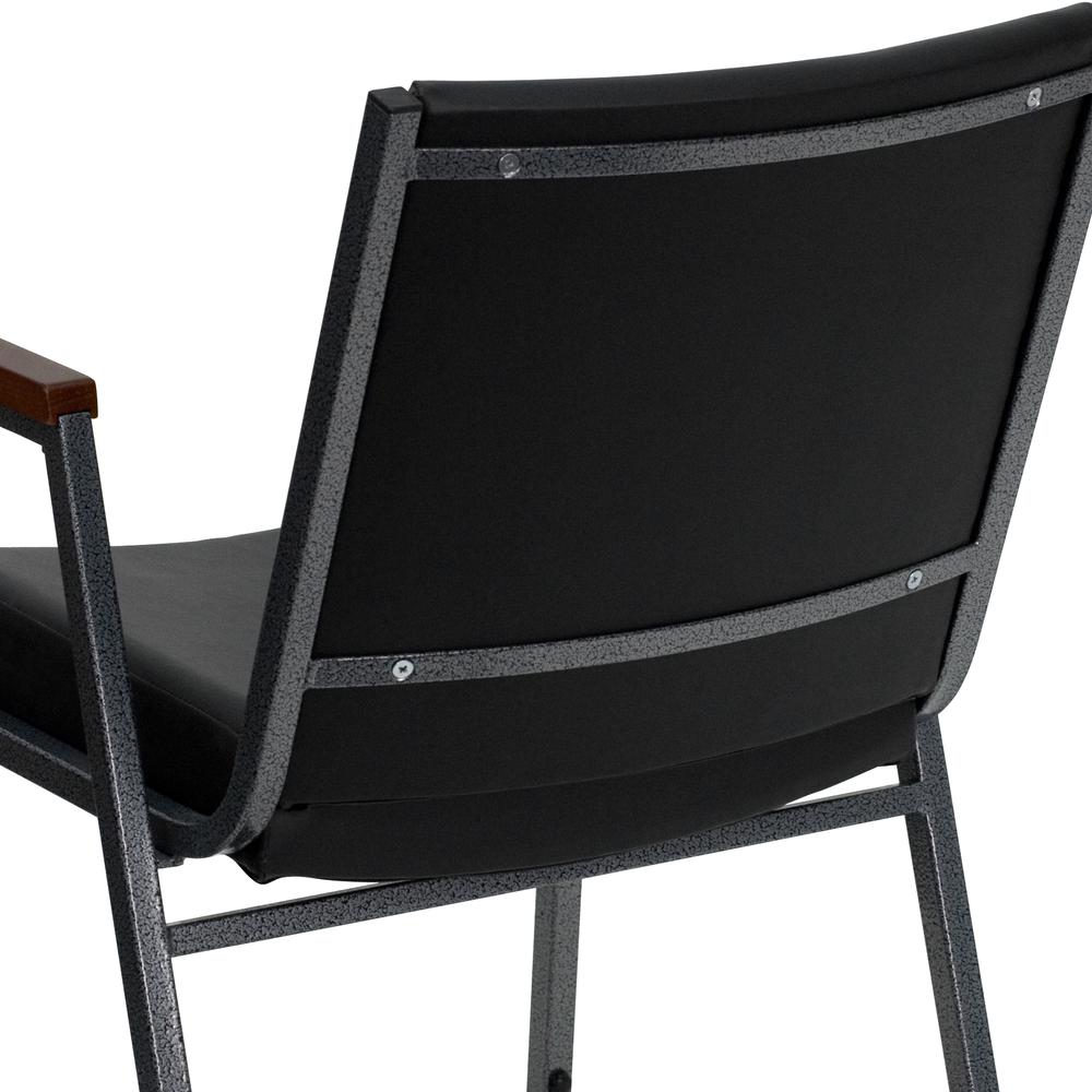 Heavy Duty Black Vinyl Stack Chair with Arms. Picture 7