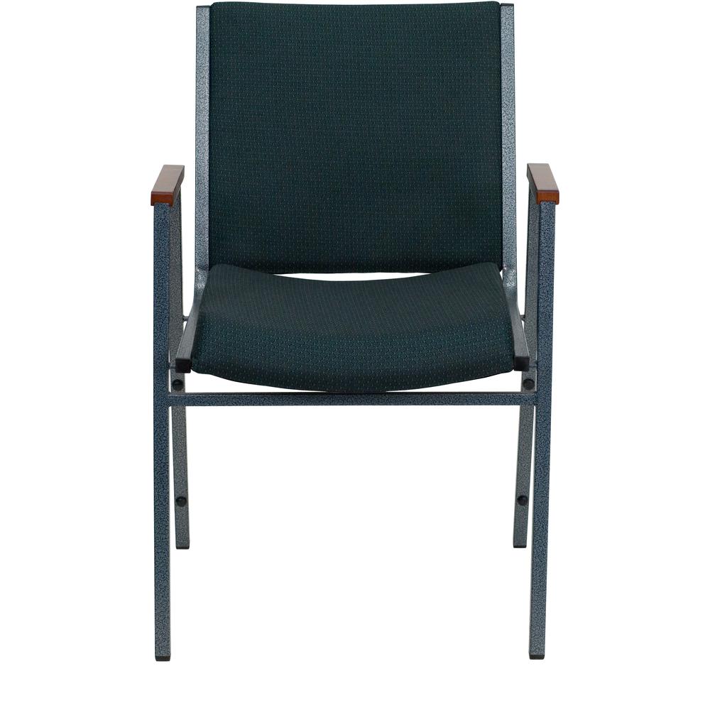 HERCULES Series Heavy Duty Green Patterned Fabric Stack Chair with Arms. Picture 4
