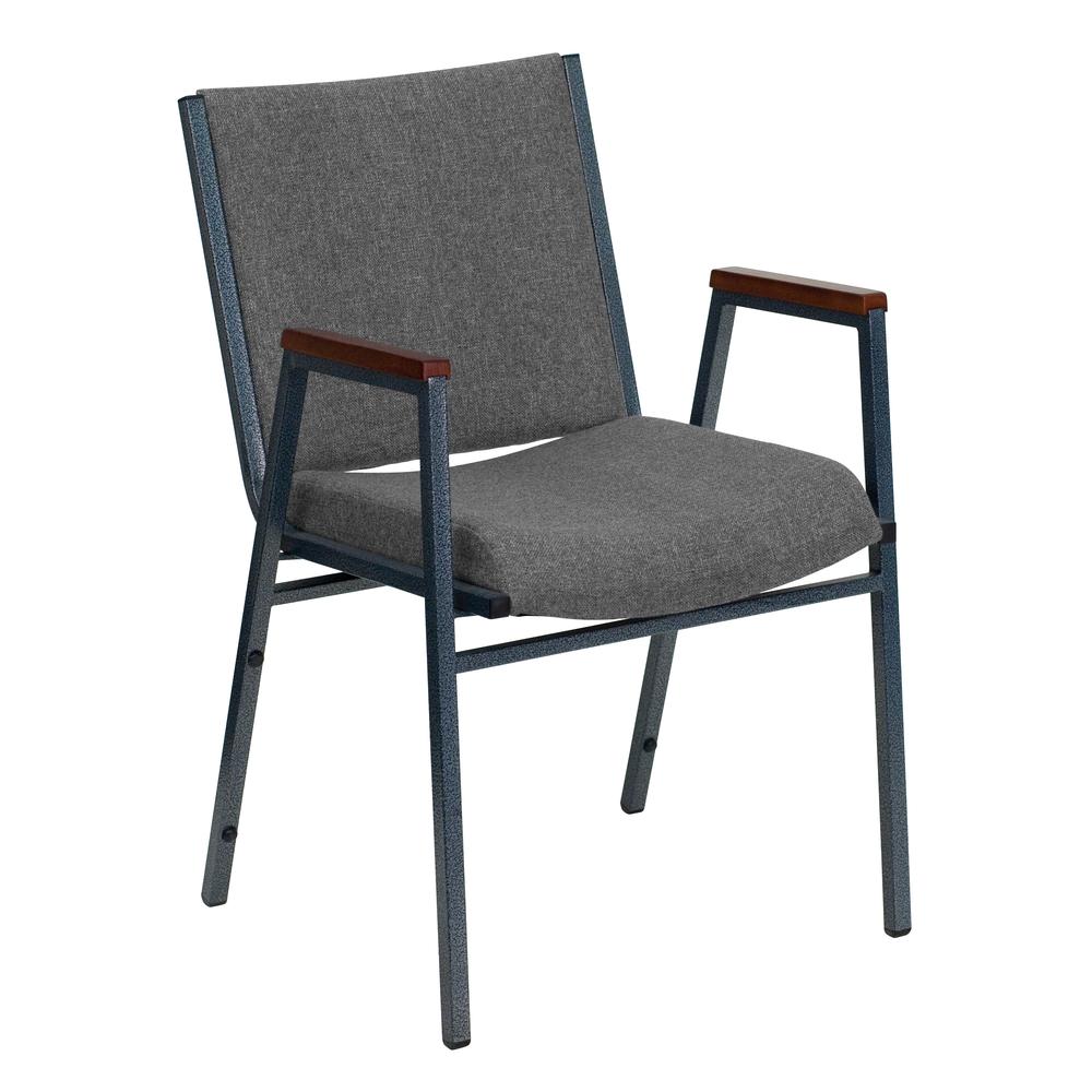 HERCULES Series Heavy Duty Gray Fabric Stack Chair with Arms. The main picture.