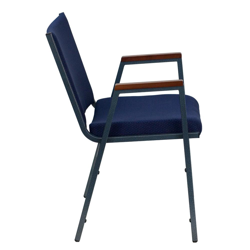 HERCULES Series Heavy Duty Navy Blue Dot Fabric Stack Chair with Arms. Picture 2