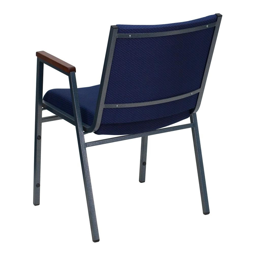 HERCULES Series Heavy Duty Navy Blue Dot Fabric Stack Chair with Arms. Picture 3