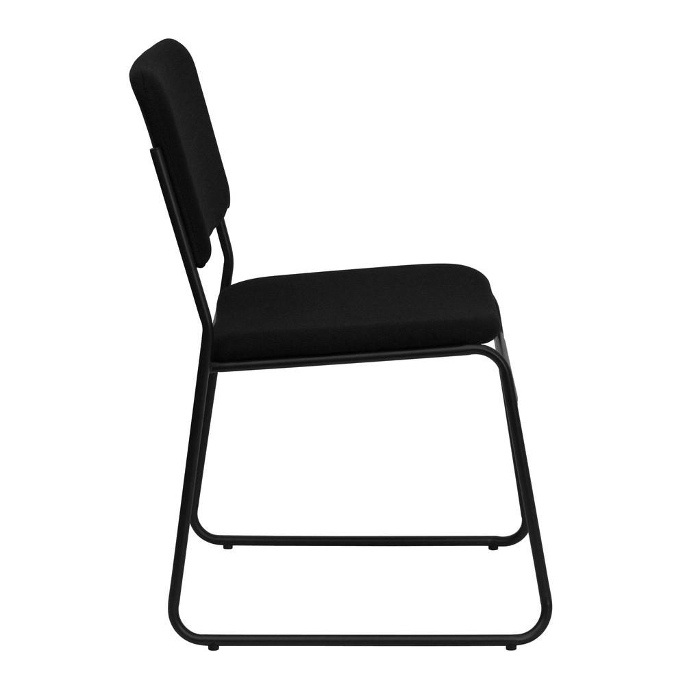 500 lb. Capacity High Density Black Fabric Stacking Chair with Sled Base. Picture 3