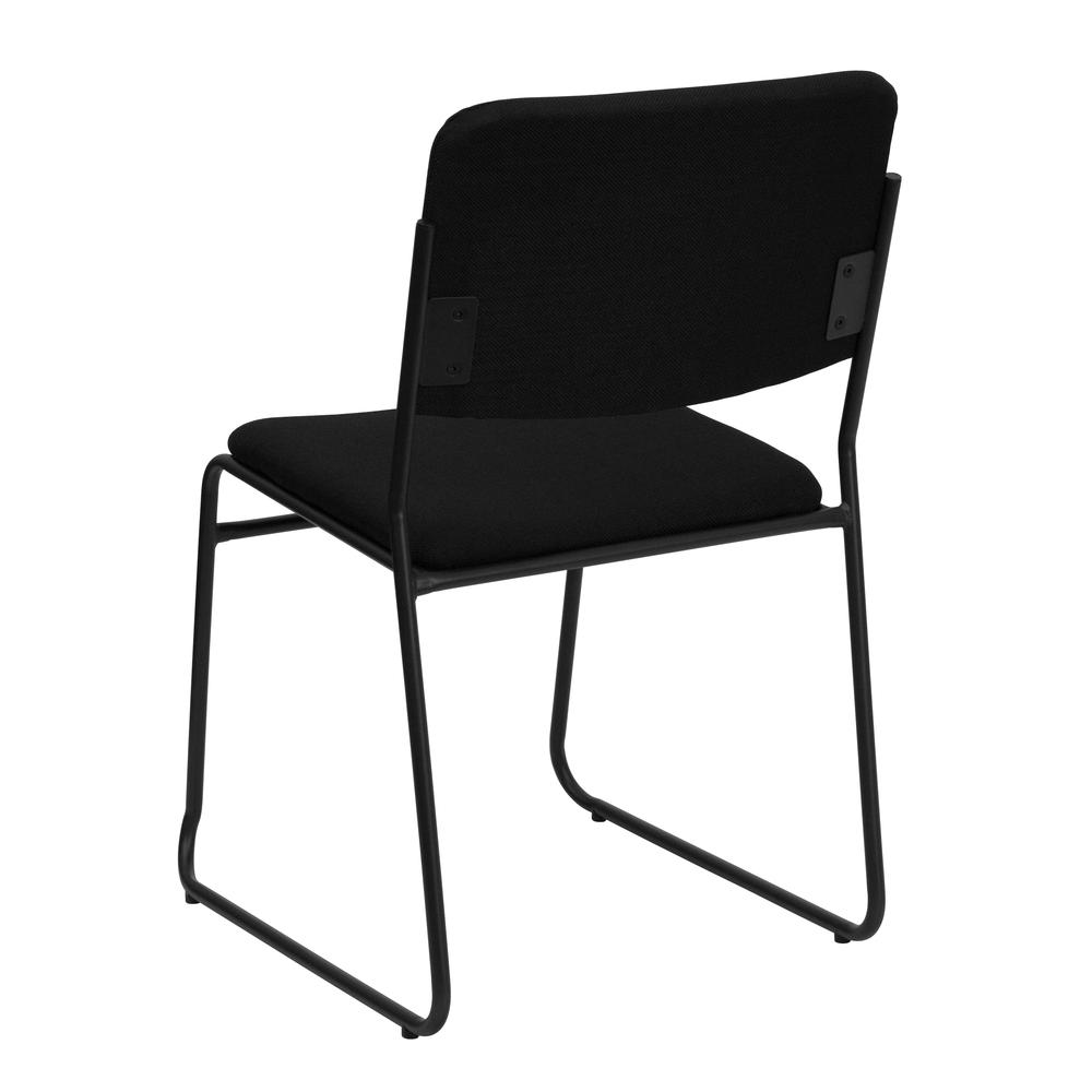 500 lb. Capacity High Density Black Fabric Stacking Chair with Sled Base. Picture 4