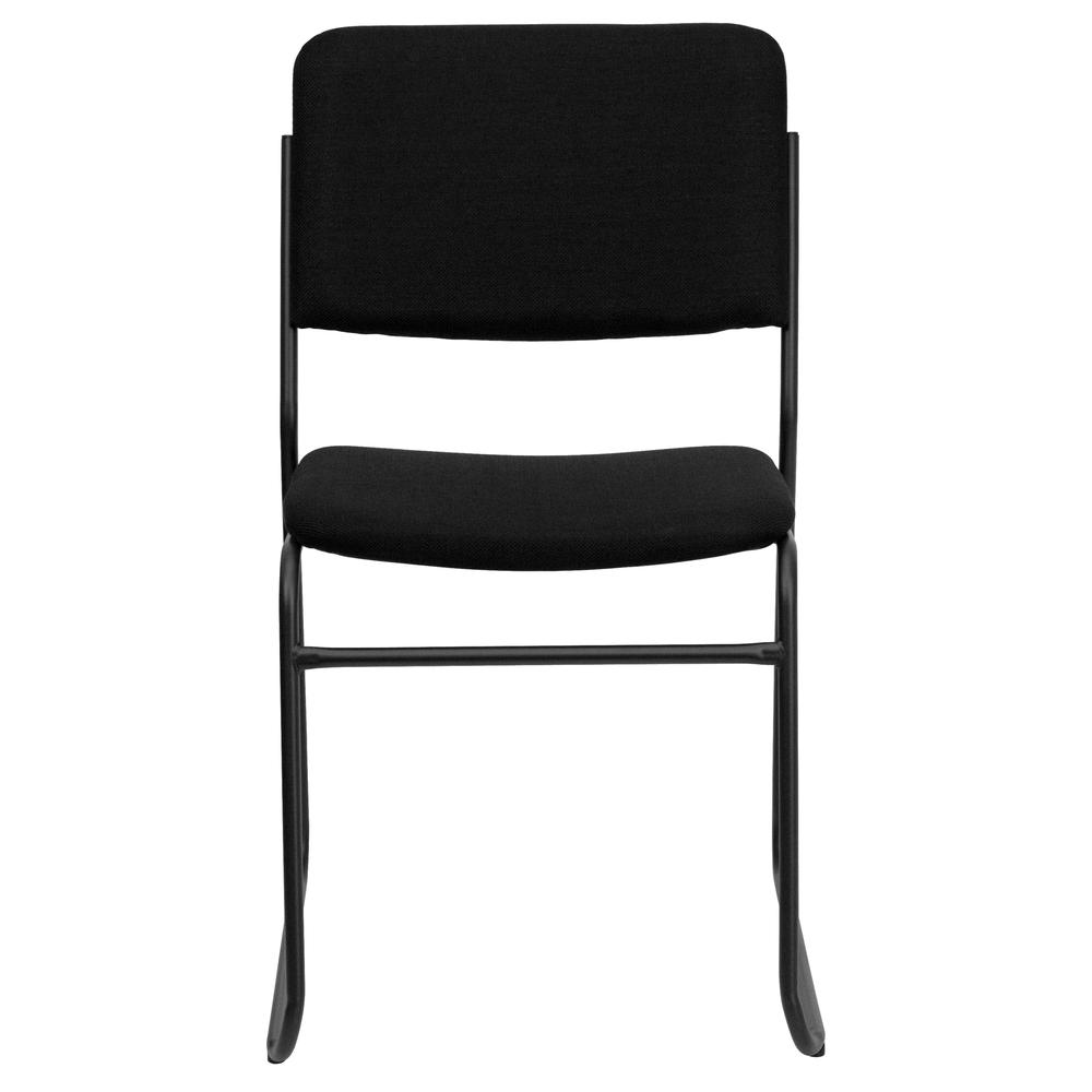 500 lb. Capacity High Density Black Fabric Stacking Chair with Sled Base. Picture 5