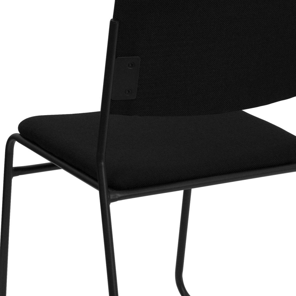 500 lb. Capacity High Density Black Fabric Stacking Chair with Sled Base. Picture 8