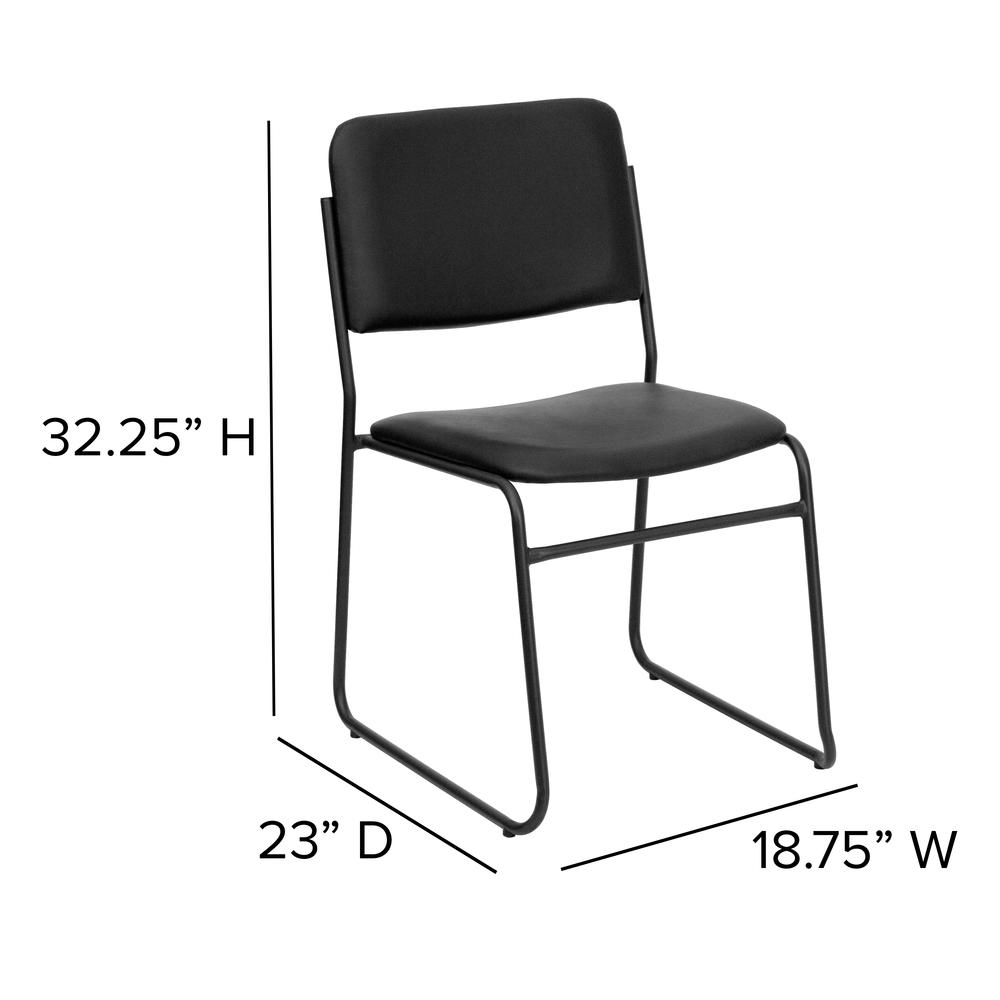 500 lb. Capacity High Density Black Vinyl Stacking Chair with Sled Base. Picture 2
