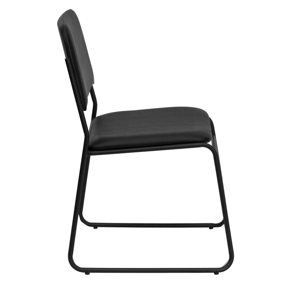500 lb. Capacity High Density Black Vinyl Stacking Chair with Sled Base. Picture 3