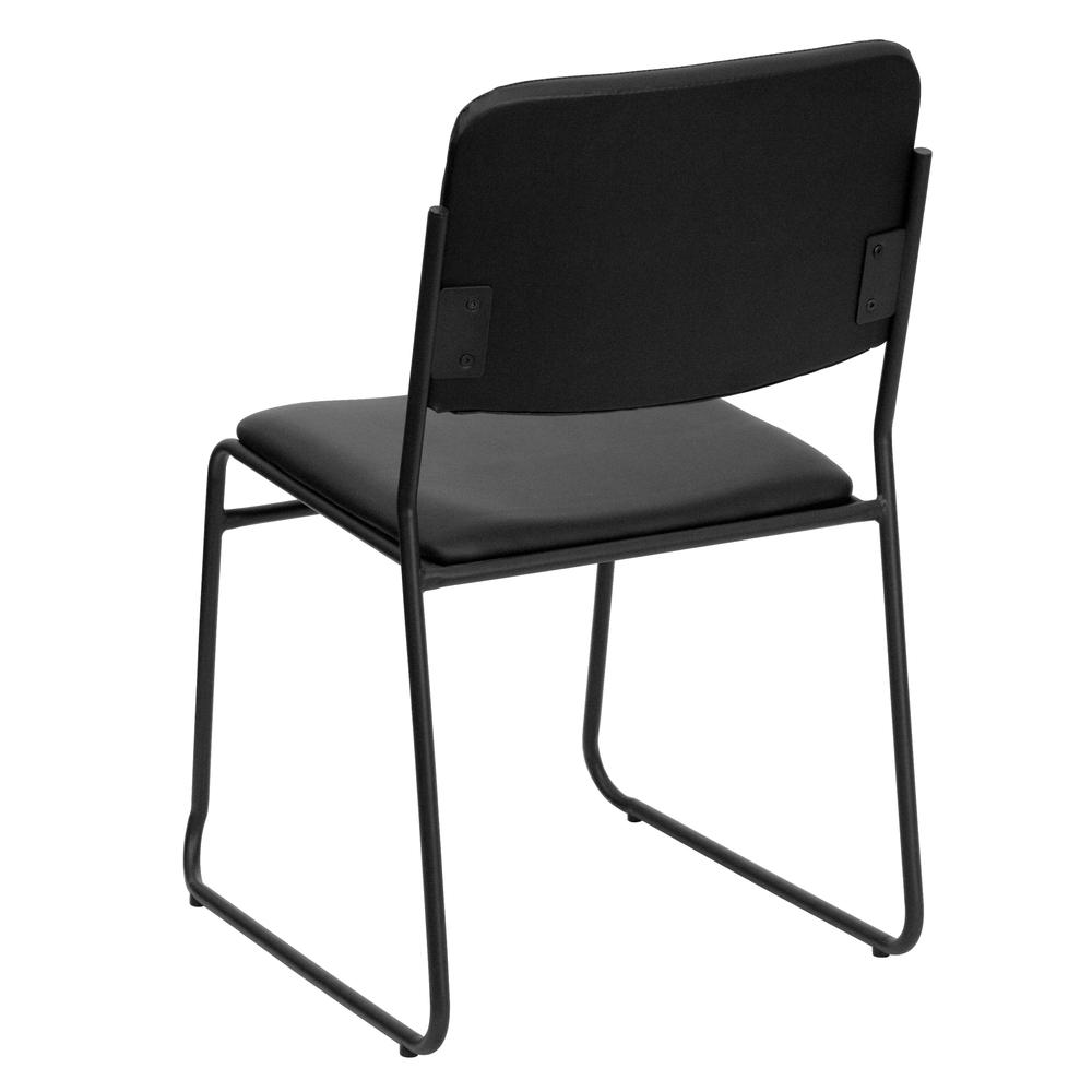 500 lb. Capacity High Density Black Vinyl Stacking Chair with Sled Base. Picture 4