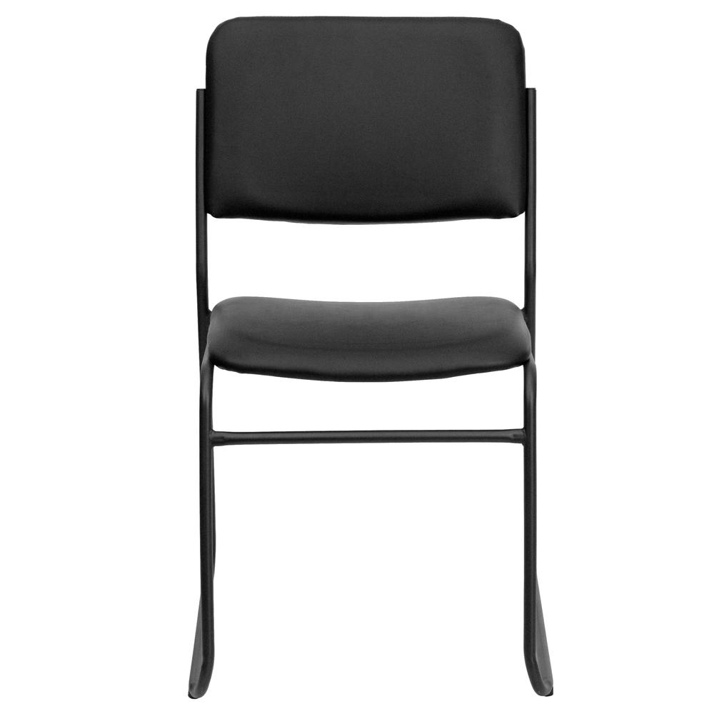 500 lb. Capacity High Density Black Vinyl Stacking Chair with Sled Base. Picture 5