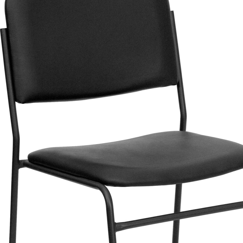500 lb. Capacity High Density Black Vinyl Stacking Chair with Sled Base. Picture 7