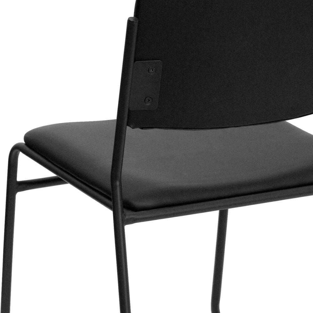 500 lb. Capacity High Density Black Vinyl Stacking Chair with Sled Base. Picture 8