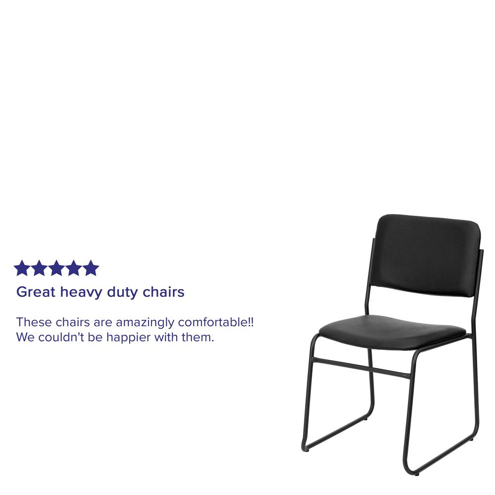 500 lb. Capacity High Density Black Vinyl Stacking Chair with Sled Base. Picture 10