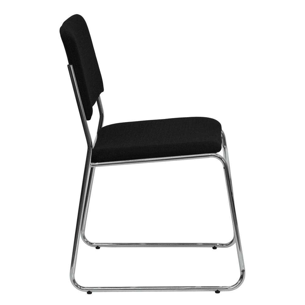 HERCULES Series 500 lb. Capacity Black Fabric High Density Stacking Chair with Chrome Sled Base. Picture 2