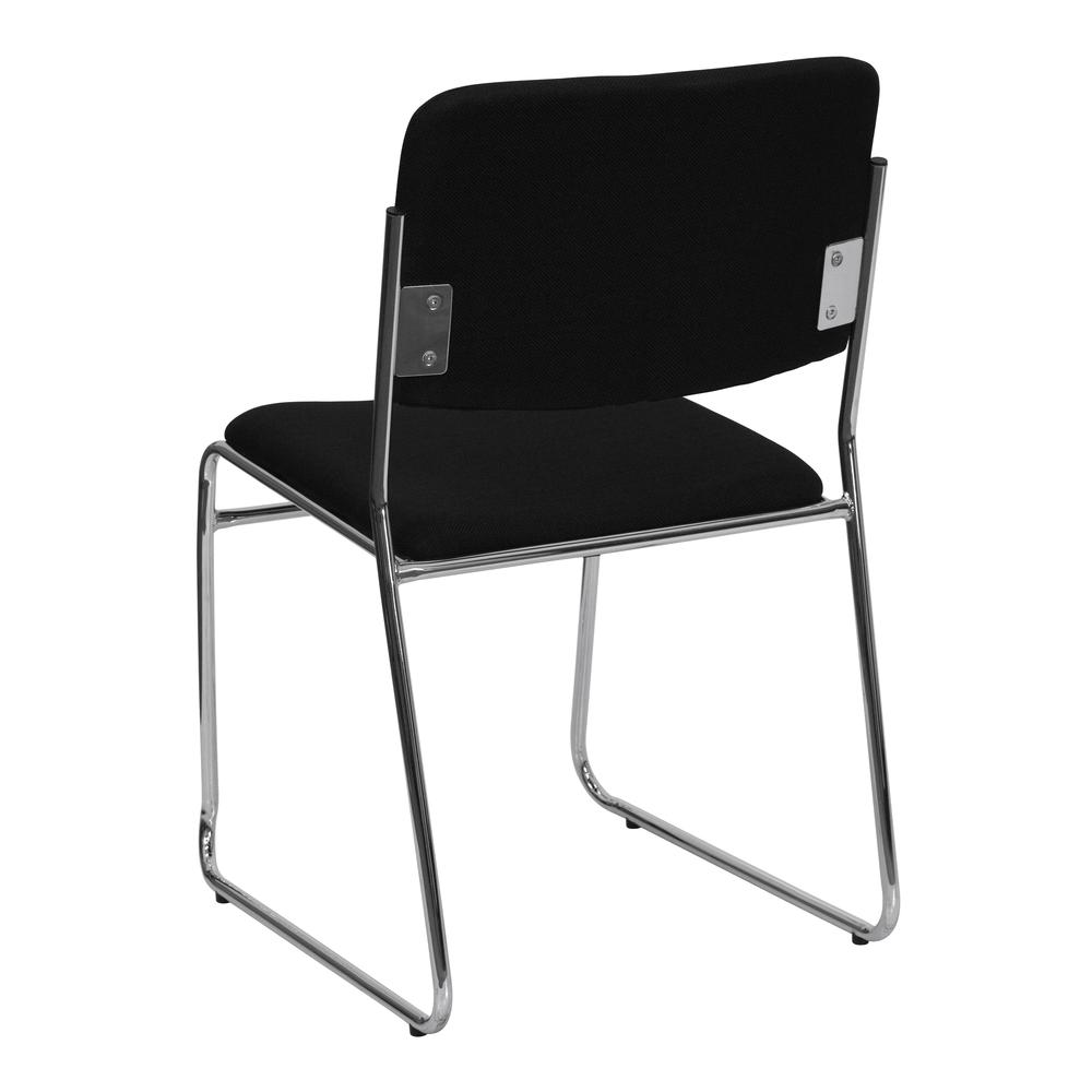 HERCULES Series 500 lb. Capacity Black Fabric High Density Stacking Chair with Chrome Sled Base. Picture 3