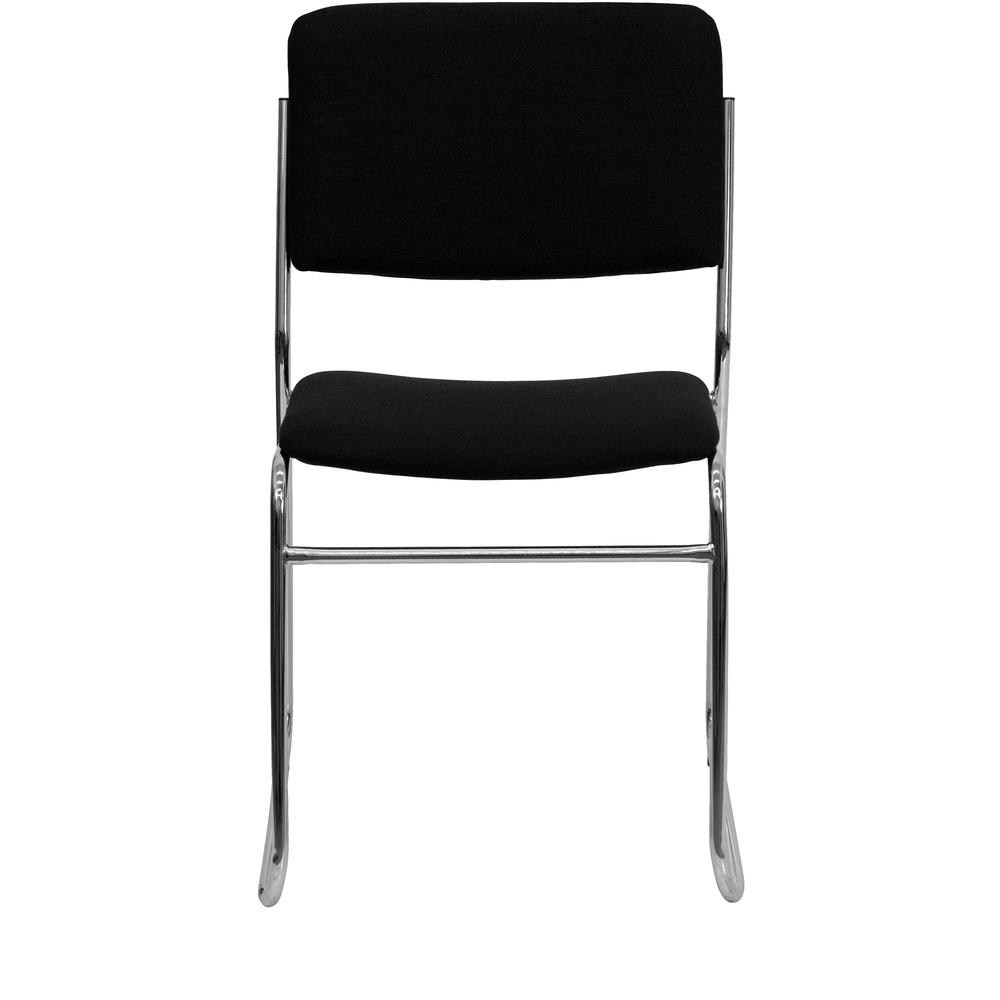 HERCULES Series 500 lb. Capacity Black Fabric High Density Stacking Chair with Chrome Sled Base. Picture 4