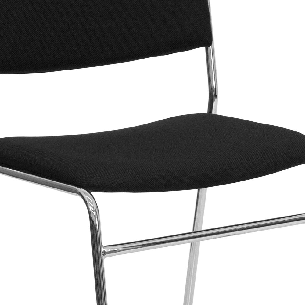 500 lb. Capacity Black Fabric High Density Stacking Chair with Chrome Sled Base. Picture 6