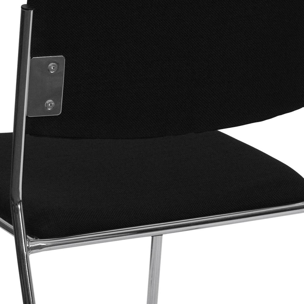 500 lb. Capacity Black Fabric High Density Stacking Chair with Chrome Sled Base. Picture 7