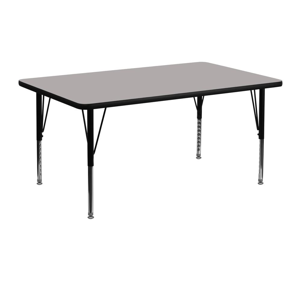 24''W x 48''L Rectangular Grey HP Laminate Activity Table - Height Adjustable Short Legs. Picture 1