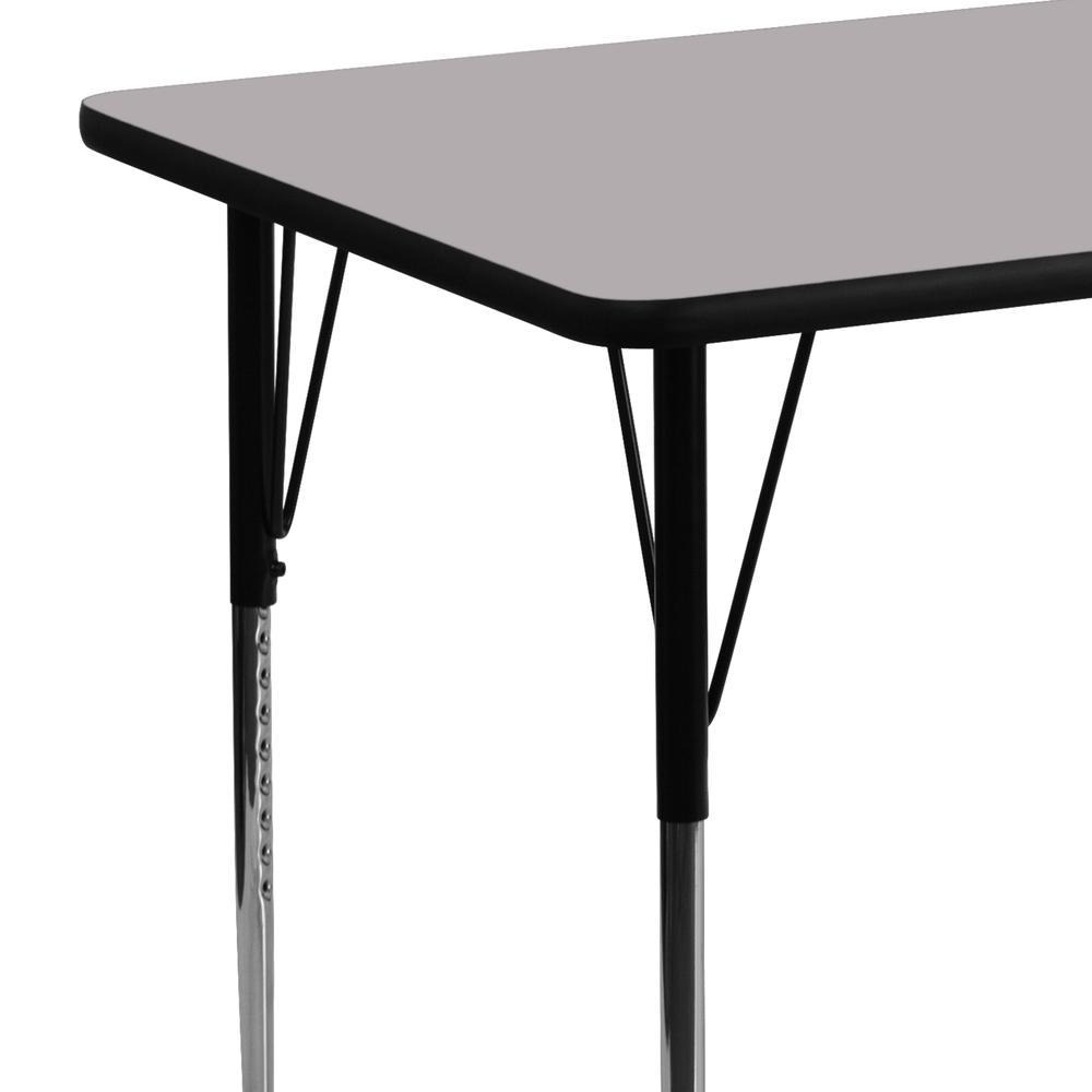 24''W x 48''L Rectangular Grey Thermal Laminate Activity Table - Standard Height Adjustable Legs. Picture 3
