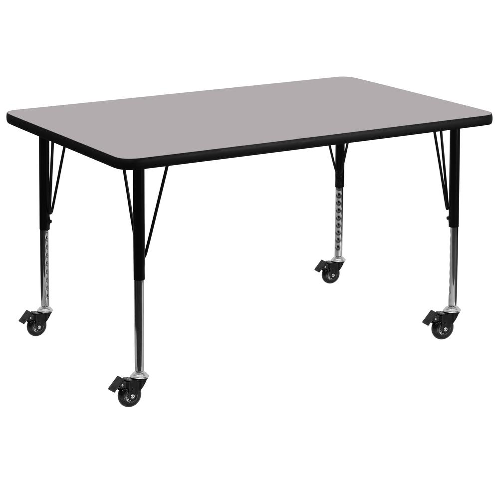 Mobile 24''W x 48''L Grey Thermal Activity Table - Height Adjustable Short Legs. Picture 1