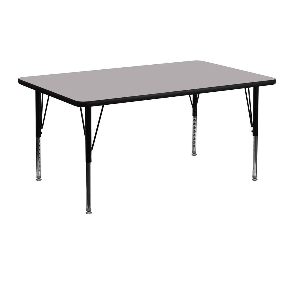 24''W x 48''L Grey Thermal Activity Table - Height Adjustable Short Legs. Picture 1