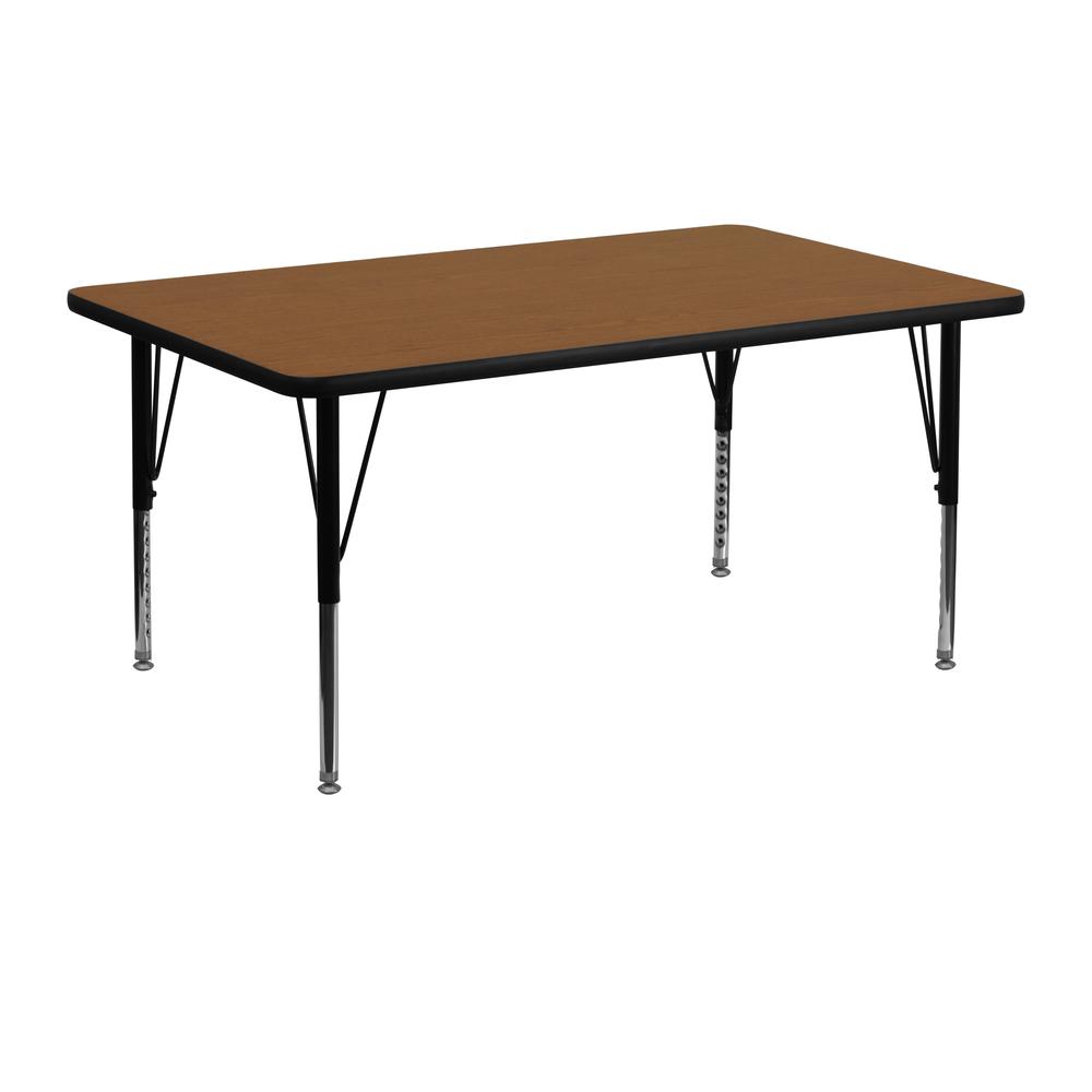 24''W x 48''L Rectangular Oak HP Laminate Activity Table - Height Adjustable Short Legs. Picture 1
