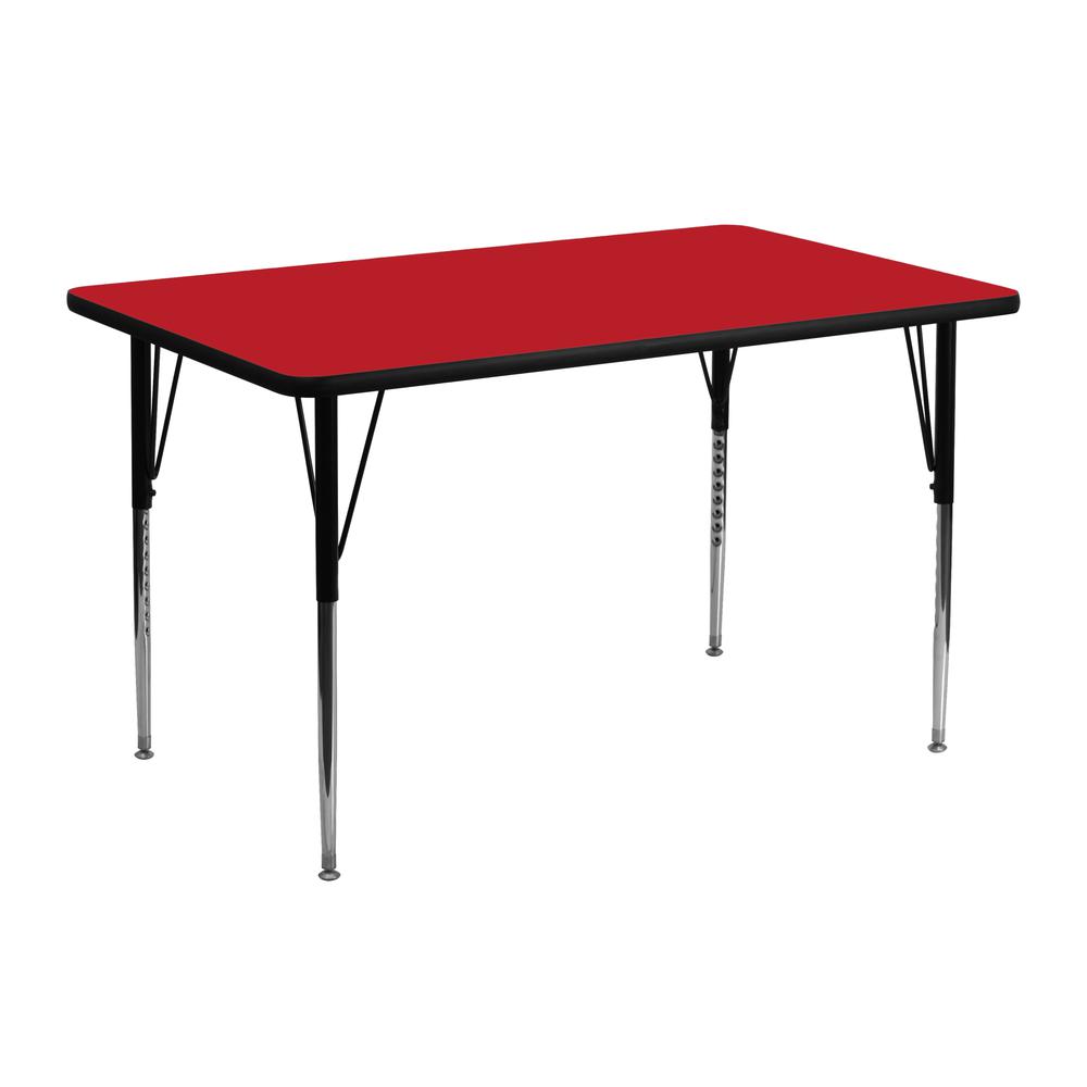 24''W x 48''L Red HP Activity Table - Standard Height Adjustable Legs. Picture 1