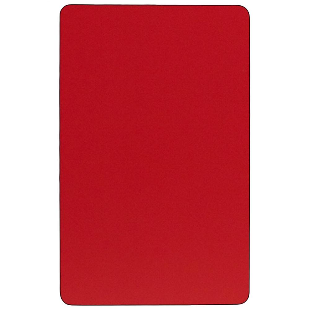 24''W x 48''L Rectangular Red HP Laminate Activity Table - Standard Height Adjustable Legs. Picture 2
