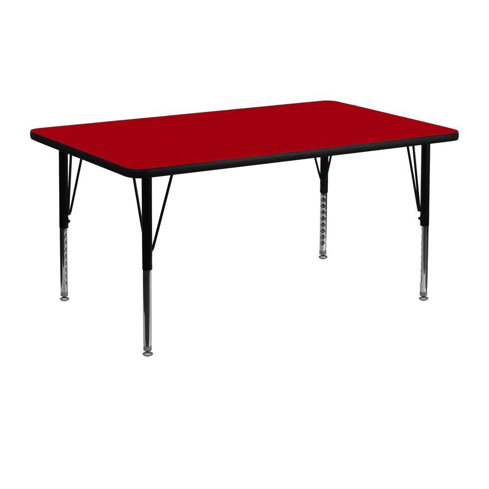 24''W x 48''L Red Thermal Activity Table - Height Adjustable Short Legs. Picture 1