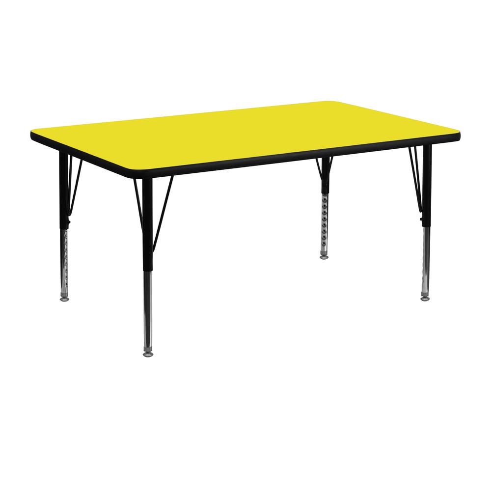 24''W x 48''L Rectangular Yellow HP Laminate Activity Table. Picture 1