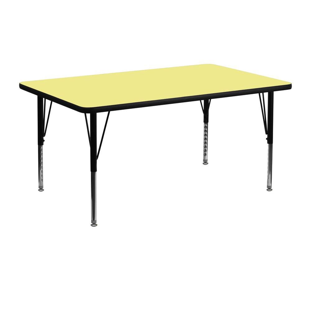 24''W x 48''L Yellow Thermal Activity Table - Height Adjustable Short Legs. Picture 1