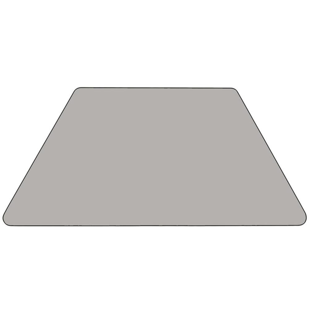 Mobile 22.5''W x 45''L Trapezoid Grey HP Laminate Activity Table - Standard Height Adjustable Legs. Picture 2