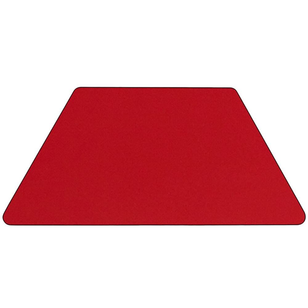 Mobile 22.5''W x 45''L Trapezoid Red HP Laminate Activity Table - Standard Height Adjustable Legs. Picture 2