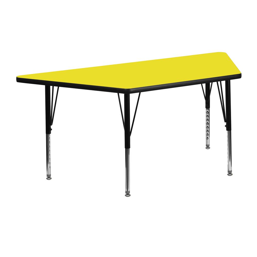 22.5''W x 45''L Trapezoid Yellow HP Activity Table - Height Short Legs. Picture 1