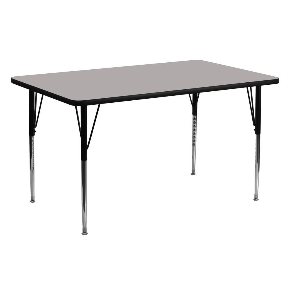 24''W x 60''L Rectangular Grey HP Laminate Activity Table - Standard Height Adjustable Legs. Picture 1