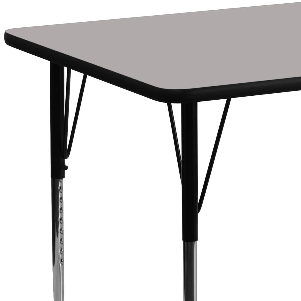 24''W x 60''L Rectangular Grey HP Laminate Activity Table - Standard Height Adjustable Legs. Picture 5