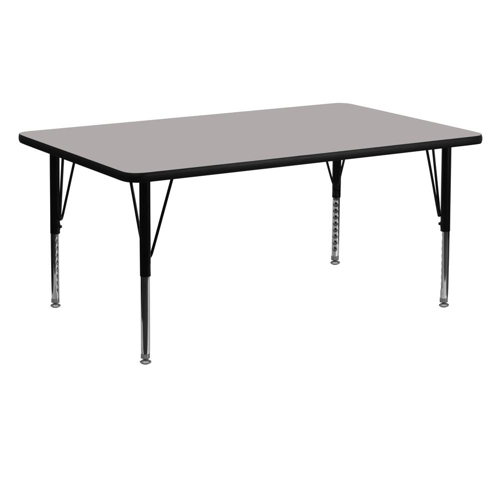 24''W x 60''L Rectangular Grey HP Activity Table - Height Adjustable Short Legs. Picture 1