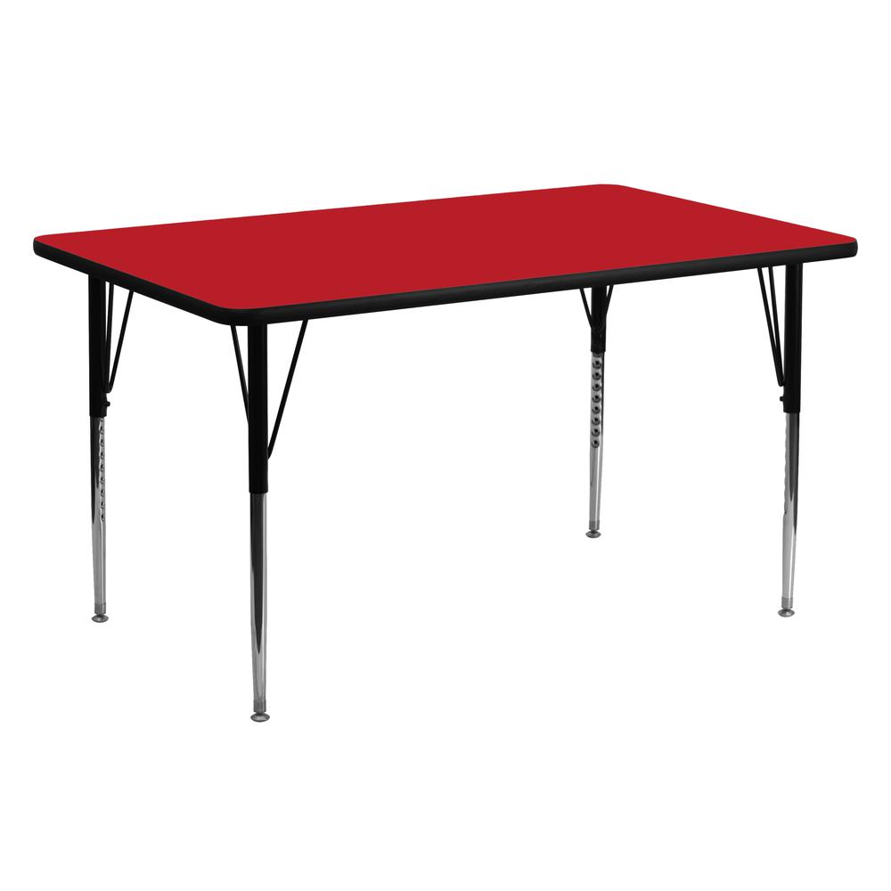 24''W x 60''L Red HP Activity Table - Standard Height Adjustable Legs. Picture 1