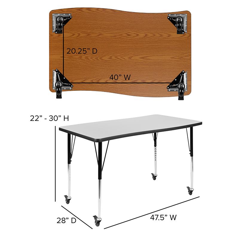 Mobile 28"W x 47.5"L Rectangle Grey Activity Table-Standard Height Adjust Legs. Picture 5