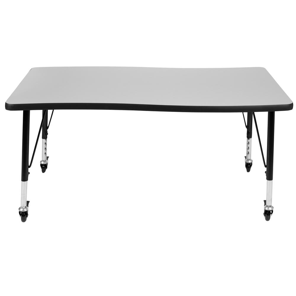 Mobile 28"W x 47.5"L Rectangle Grey Activity Table - Height Adjust Short Legs. Picture 3
