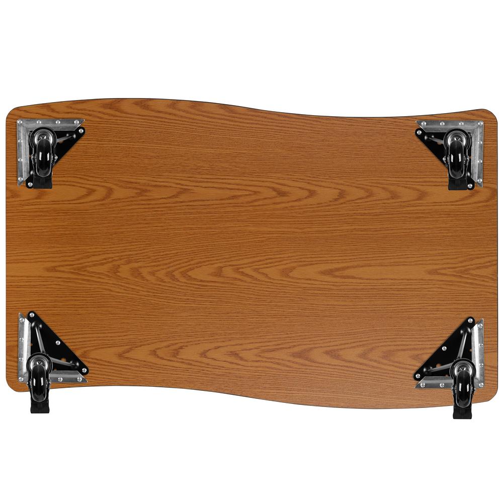 Mobile 28"W x 47.5"L Rectangle Oak Activity Table - Height Adjust Short Legs. Picture 4
