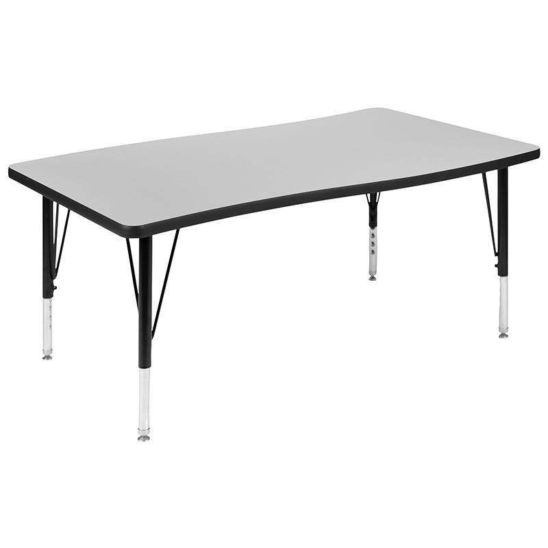 28"W x 47.5"L Rectangle Grey Thermal Activity Table - Height Adjust Short Legs. Picture 2