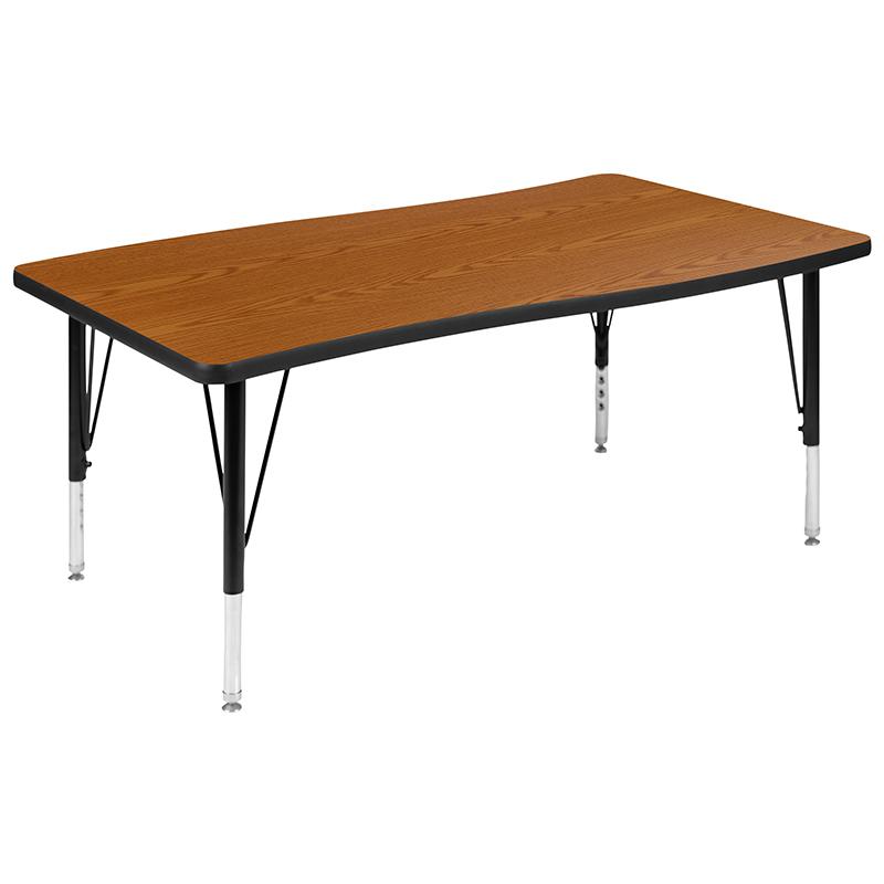 28"W x 47.5"L Rectangle Oak Thermal Activity Table - Height Adjust Short Legs. Picture 2