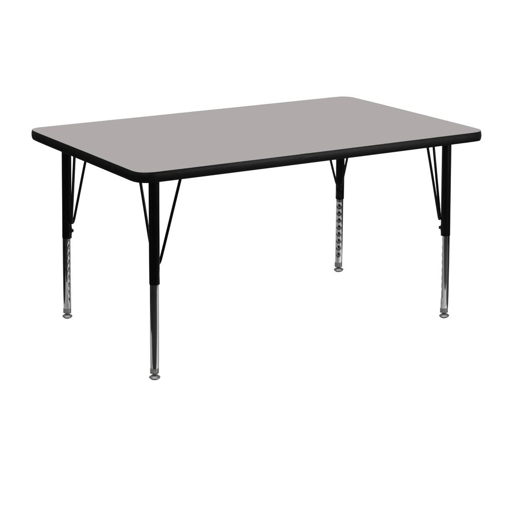30''W x 48''L Rectangular Grey HP Activity Table - Height Adjustable Short Legs. Picture 1