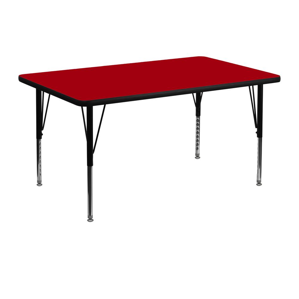 30''W x 48''L Red Thermal Activity Table - Height Adjustable Short Legs. Picture 1