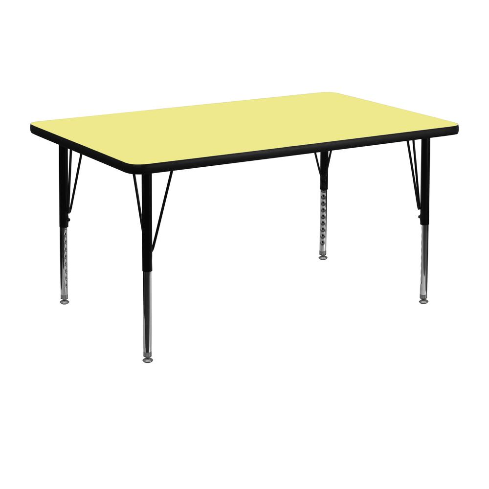 30''W x 48''L Rectangular Yellow Thermal Laminate Activity Table. Picture 1