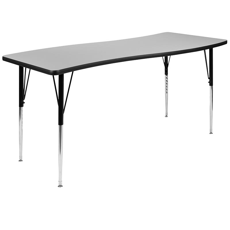 26"W x 60"L Rectangle Grey Thermal Activity Table - Standard Height Adjust Legs. Picture 2