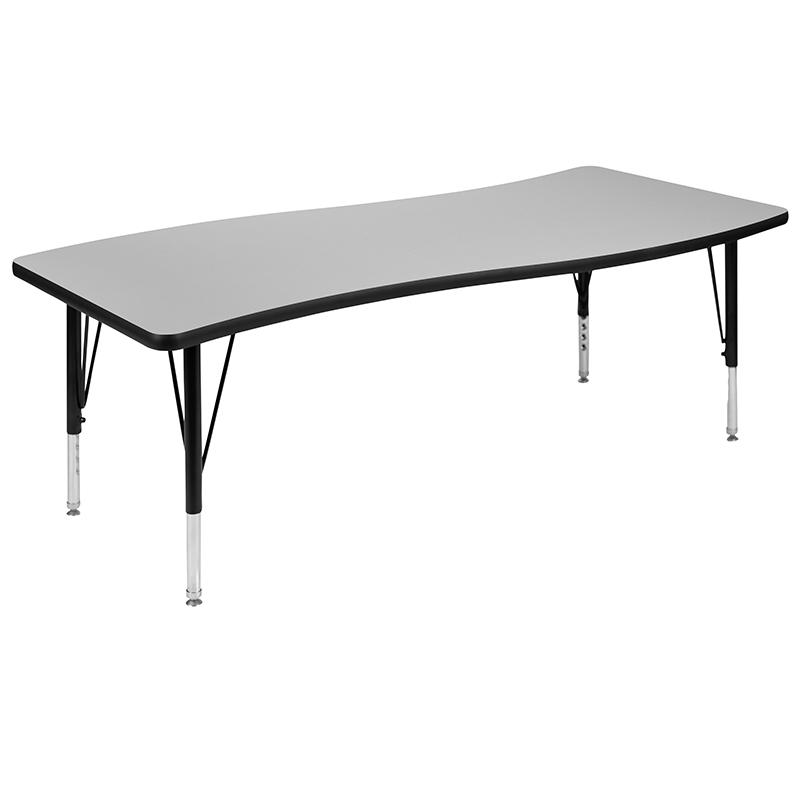 26"W x 60"L Wave Collaborative Grey Thermal Activity Table - Height Short Legs. Picture 2